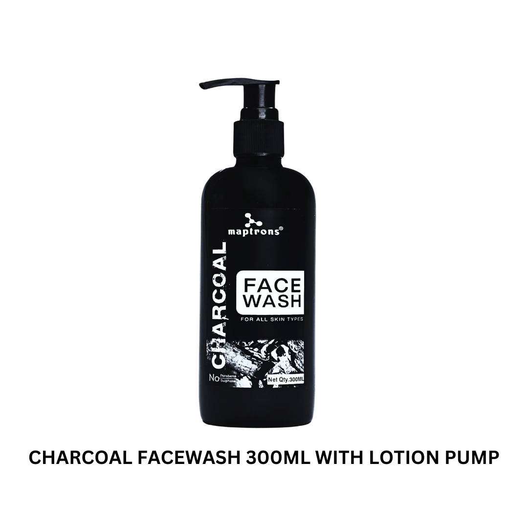 CHARCOAL FACEWASH 300 ML EMPTY BOTTLE WITH BLACK LOTION PUMP 300 QTY