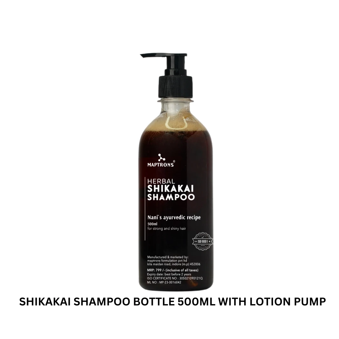 SHIKAKAI SHAMPOO 500 ML EMPTY BOTTLE WITH BLACK LOTION CAP 500 QTY