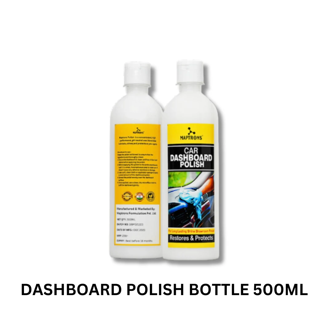 DASHBOARD POLISH  500 ML EMPTY BOTTLE WITH WHITE FLIPTOP CAP 100 QTY